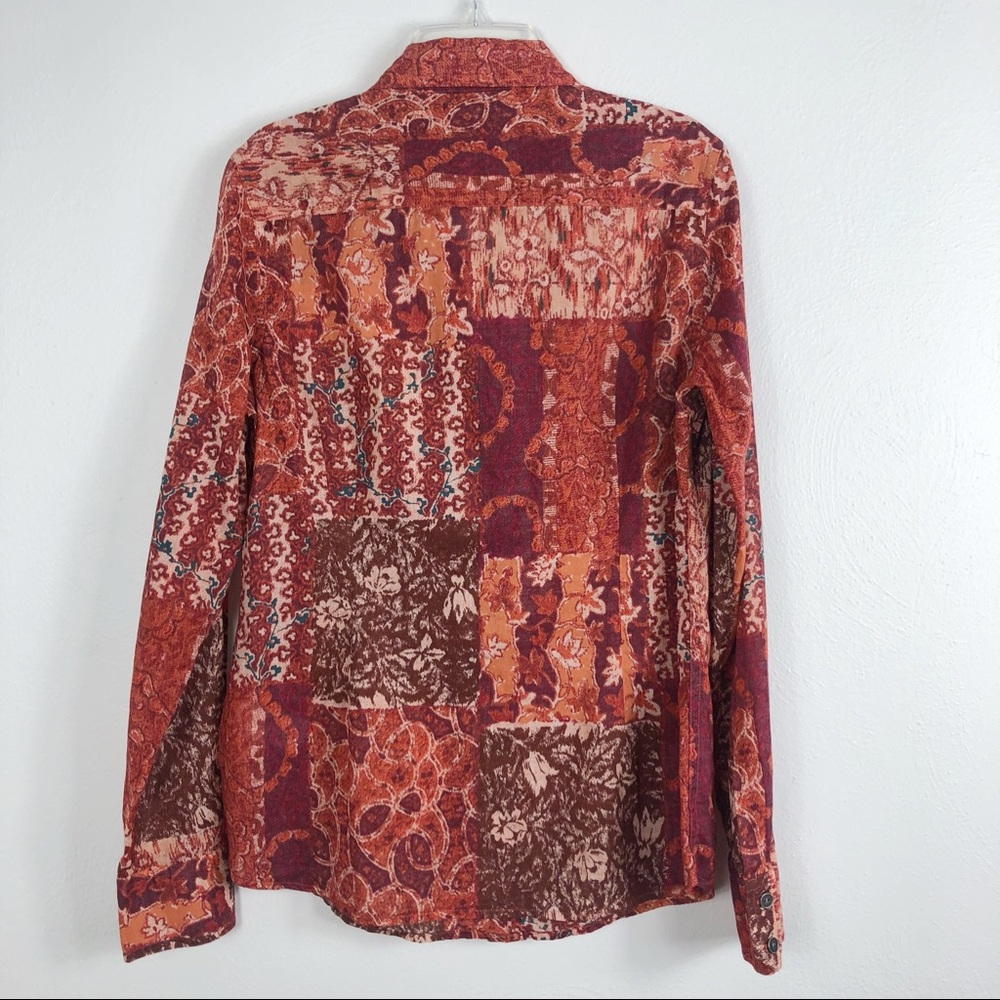 Lucky Brand Western Patchwork Printed Button Down - image 5